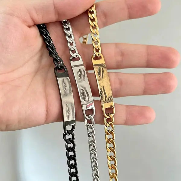 Pulseira Masculina Olhar Infinito - Foto Personalizável