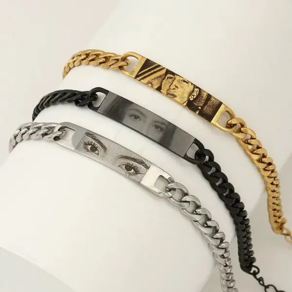 Pulseira Masculina Olhar Infinito - Foto Personalizável