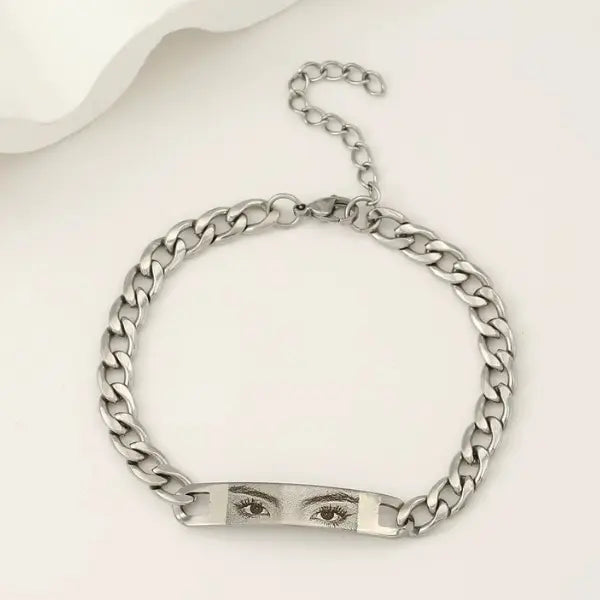 Pulseira Masculina Olhar Infinito - Foto Personalizável