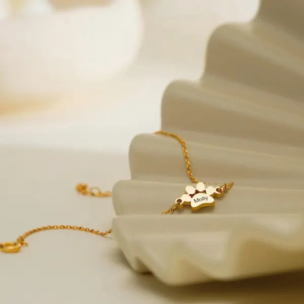 Pulseira Patinhas Eternas - Nome Personalizável