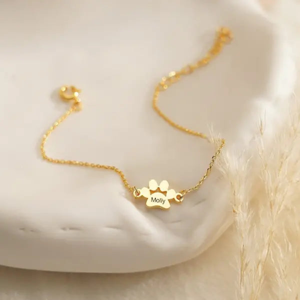 Pulseira Patinhas Eternas - Nome Personalizável