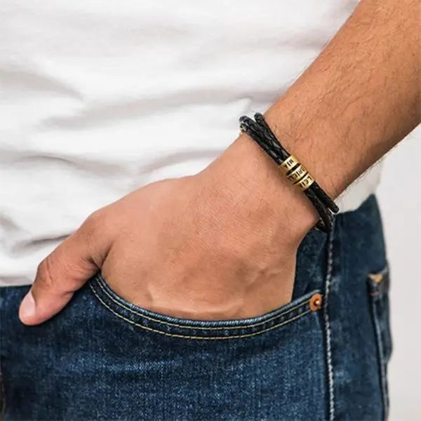 Pulseira Masculina Trançada - Nomes Personalizáveis