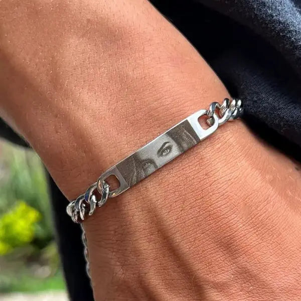 Pulseira Masculina Olhar Infinito - Foto Personalizável
