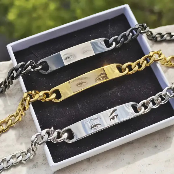 Pulseira Masculina Olhar Infinito - Foto Personalizável