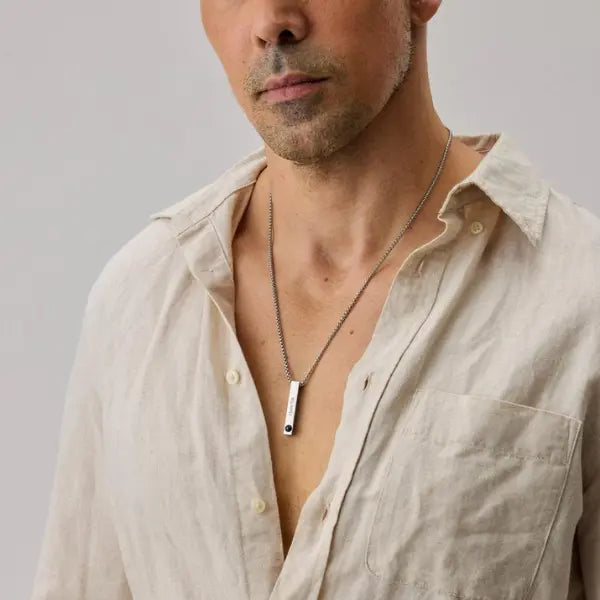 Colar Barra Masculino - Foto + Escrita Personalizável