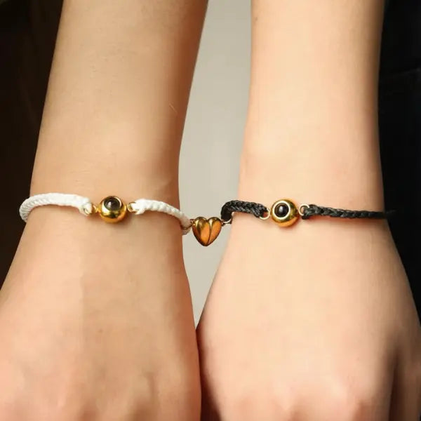 Par de Pulseiras Magnéticas - Foto Personalizável