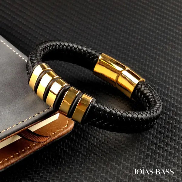 Pulseira Masculina Couro - Nomes Personalizáveis