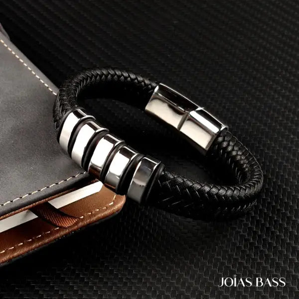 Pulseira Masculina Couro - Nomes Personalizáveis