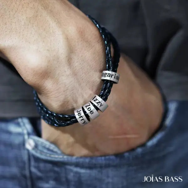 Pulseira Masculina Trançada - Nomes Personalizáveis