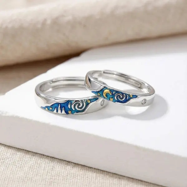 Par de Alianças - A Noite Estrelada de Van Gogh