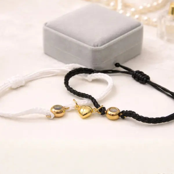 Par de Pulseiras Magnéticas - Foto Personalizável