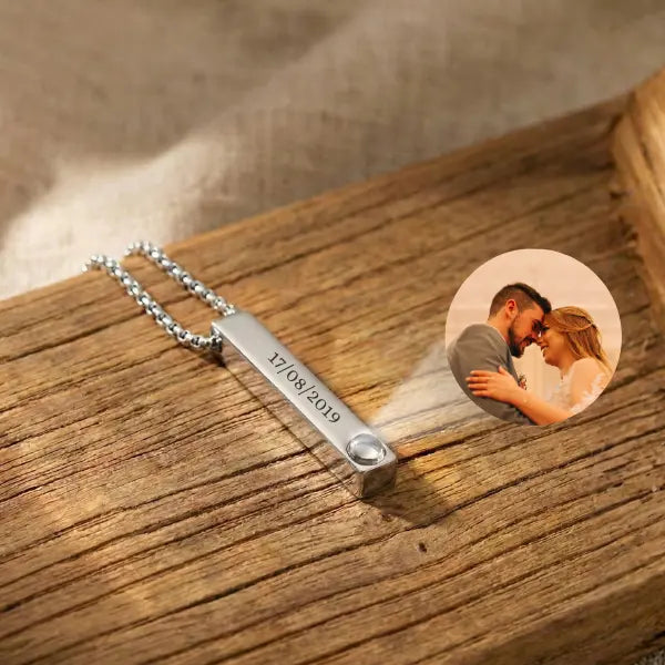 Colar Barra Masculino - Foto + Escrita Personalizável