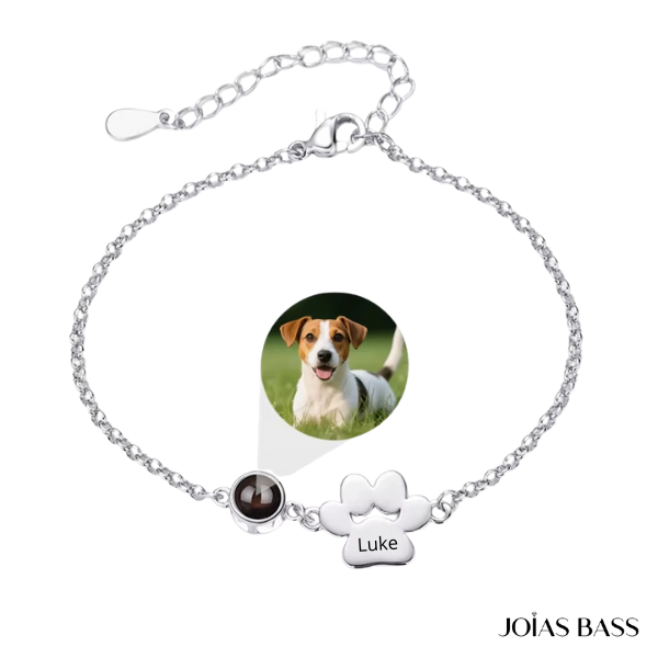 Pulseira Patinhas - Foto + Nome Personalizável