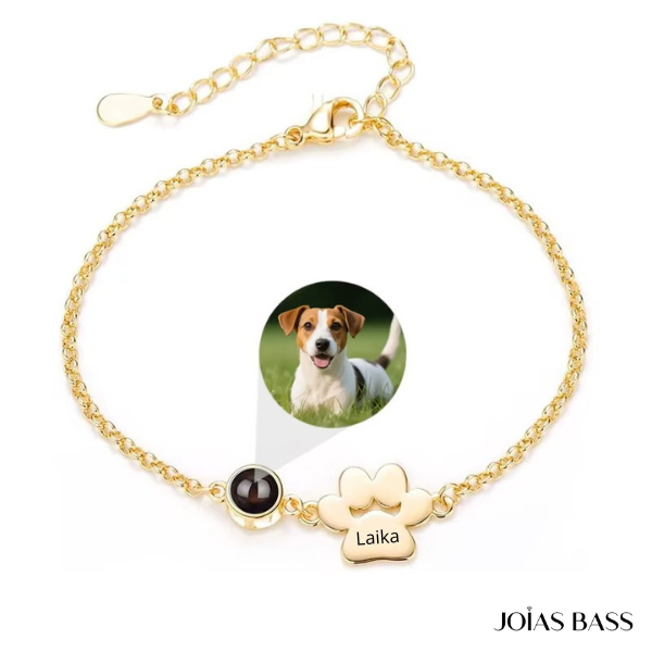 Pulseira Patinhas - Foto + Nome Personalizável