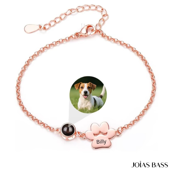 Pulseira Patinhas - Foto + Nome Personalizável