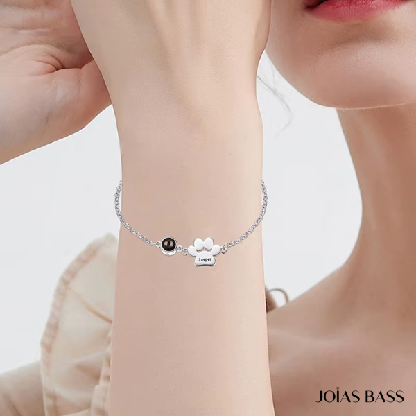 Pulseira Patinhas - Foto + Nome Personalizável