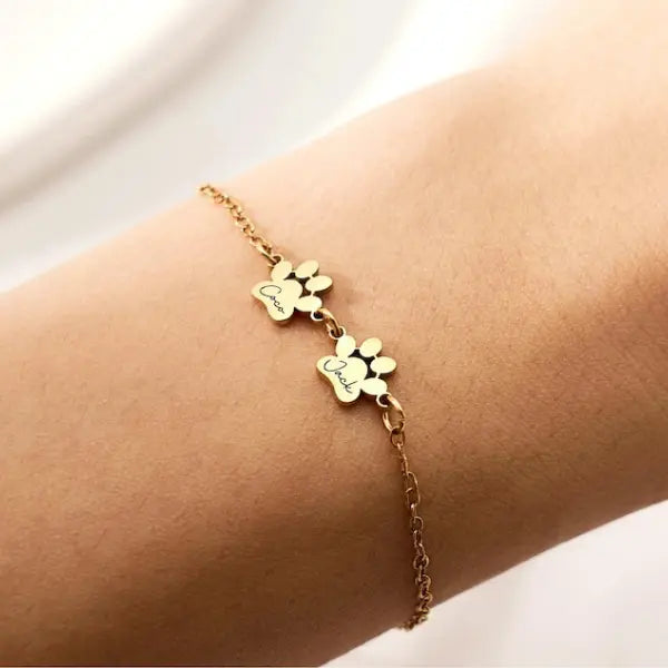 Pulseira Patinhas Eternas - Nome Personalizável