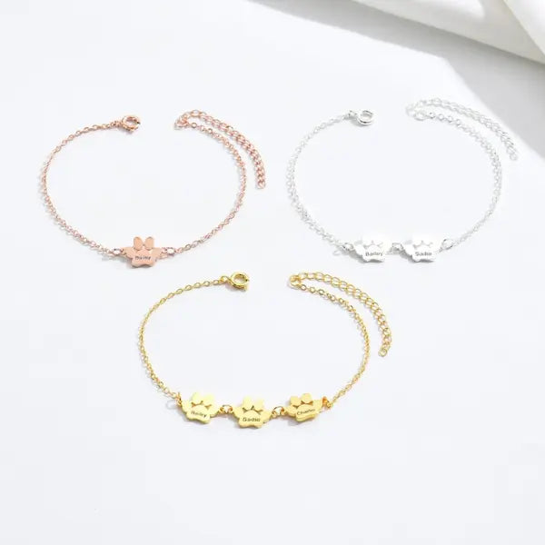 Pulseira Patinhas Eternas - Nome Personalizável