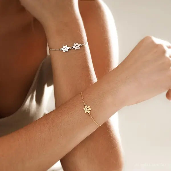 Pulseira Patinhas Eternas - Nome Personalizável