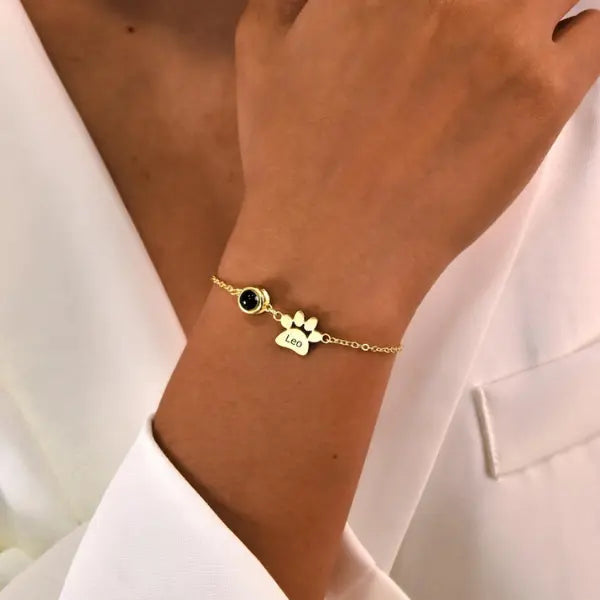 Pulseira Patinhas - Foto + Nome Personalizável