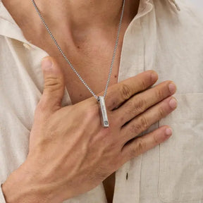 Colar Barra Masculino - Foto + Escrita Personalizável