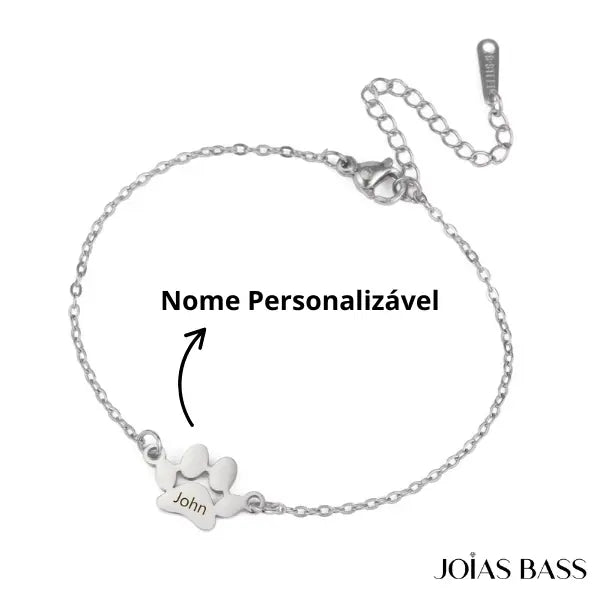 Pulseira Patinhas Eternas - Nome Personalizável