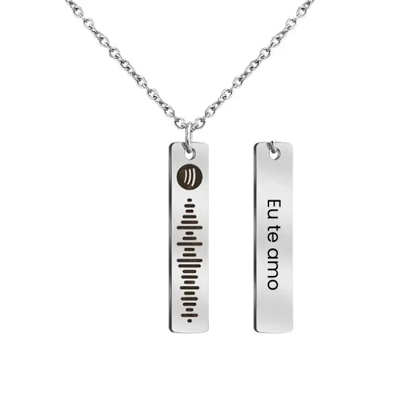 Colar Placa Spotify - Música + Escrita Personalizável