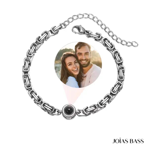Pulseira Masculina Entrelaços - Foto Personalizável
