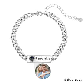 Pulseira Masculina Infinito - Foto + Escrita Personalizável
