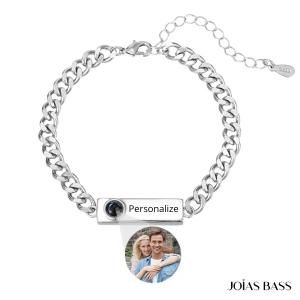 Pulseira Masculina Infinito - Foto + Escrita Personalizável