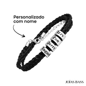 Pulseira Masculina Trançada - Nomes Personalizáveis