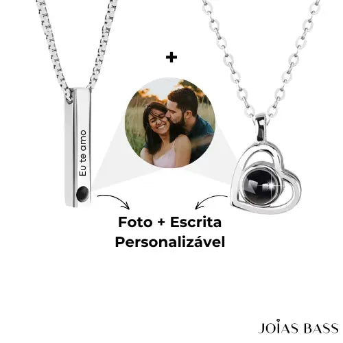 Kit de Colares Casal - Foto e Escrita Personalizável