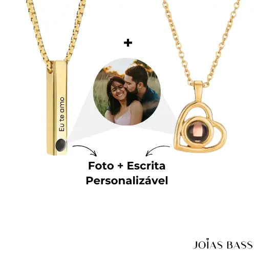 Kit de Colares Casal - Foto e Escrita Personalizável
