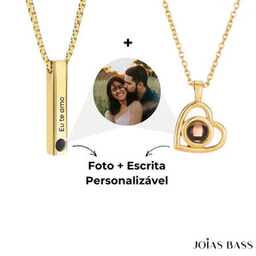 Kit de Colares Casal - Foto e Escrita Personalizável