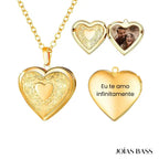 Colar Coração Relicário - Foto + Escrita Personalizável