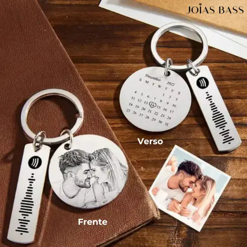 Chaveiro do Amor - Foto e Data Personalizável + Música Spotify
