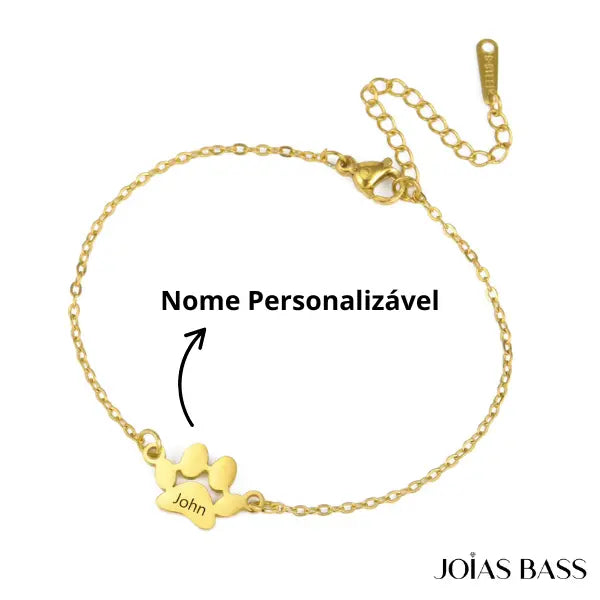 Pulseira Patinhas Eternas - Nome Personalizável