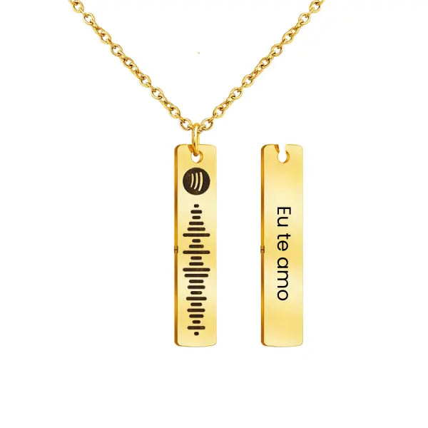 Colar Placa Spotify - Música + Escrita Personalizável