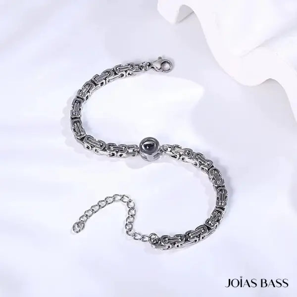 Pulseira Masculina Entrelaços - Foto Personalizável