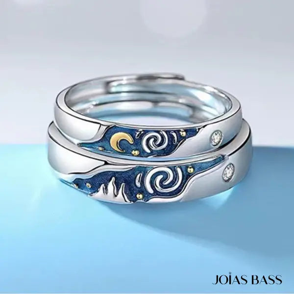 Par de Alianças - A Noite Estrelada de Van Gogh