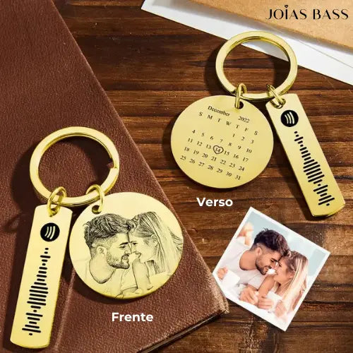 Chaveiro do Amor - Foto e Data Personalizável + Música Spotify