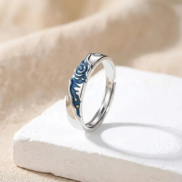 Par de Alianças - A Noite Estrelada de Van Gogh