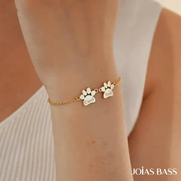 Pulseira Patinhas Eternas - Nome Personalizável