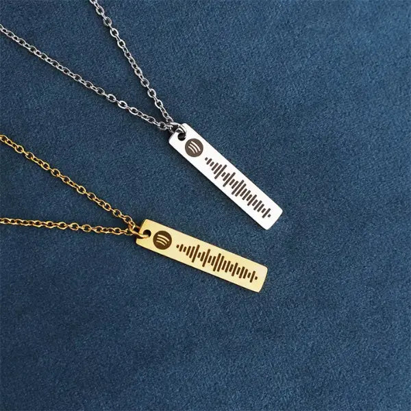 Colar Placa Spotify - Música + Escrita Personalizável