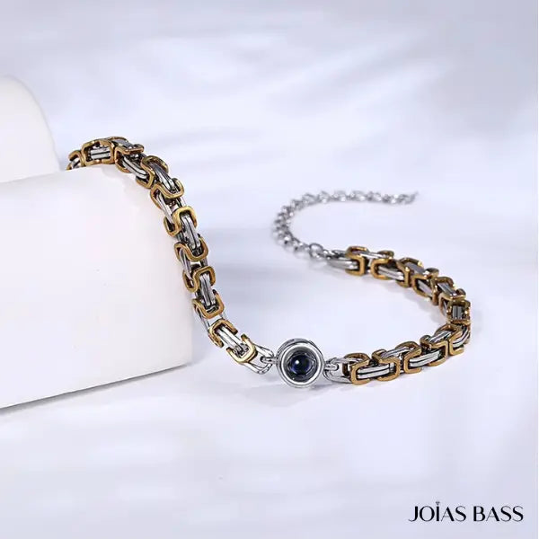 Pulseira Masculina Entrelaços - Foto Personalizável