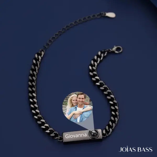 Pulseira Masculina Infinito - Foto + Escrita Personalizável