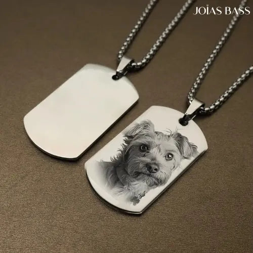 Colar Masculino Tag - Foto Personalizável