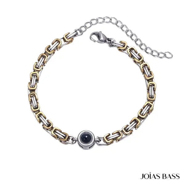 Pulseira Masculina Entrelaços - Foto Personalizável