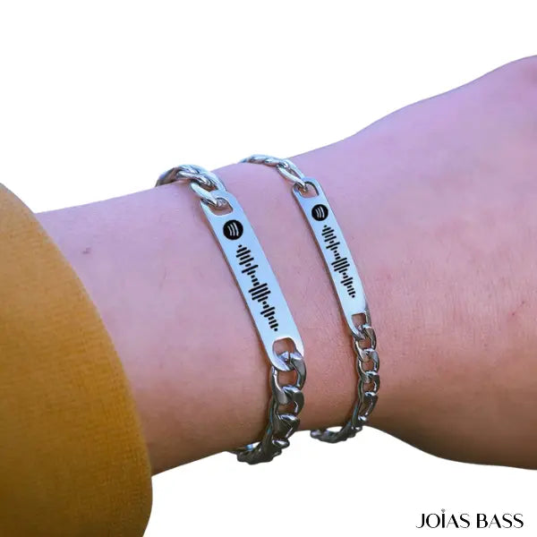 Par de Pulseiras Casal - Música Personalizável