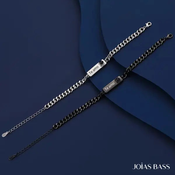 Pulseira Masculina Infinito - Foto + Escrita Personalizável